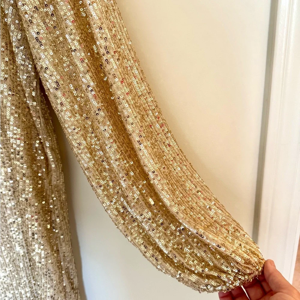 NWOT Z Supply Champagne Gold Sequin Mini Dress - Picture 5 of 6